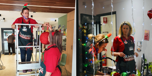 Bunnings team decorating the Centre